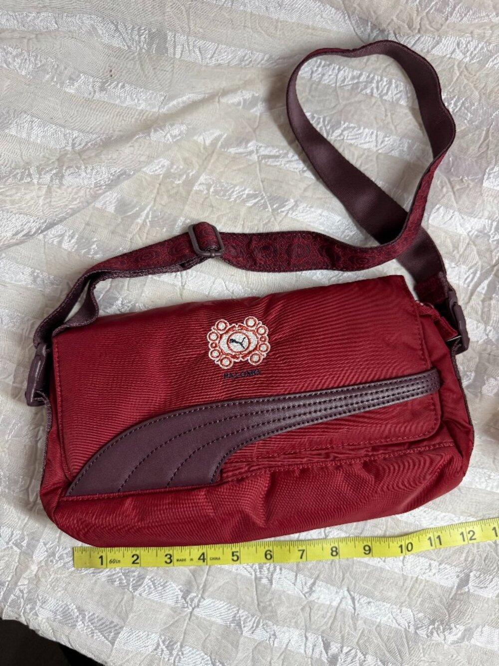 PUMA x Palomo Spain Burgundy Nylon Crossbody Clutch Bag